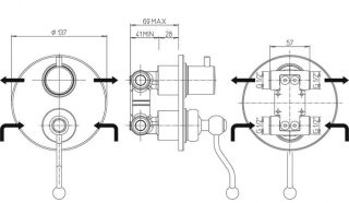 Встраиваемый смеситель для ванны Paini Duomo 88PJ6911 матовое золото